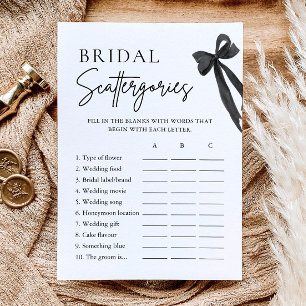 Elegant Black Bow Bridal Shower Scattergories Game Invitation
