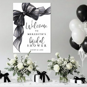 Elegant Black Bow Bridal Shower Welcome Sign