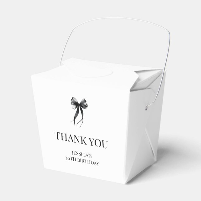 Elegant Black Bow Chic Thirty 30th Birthday Party Favor Box (Front Side)