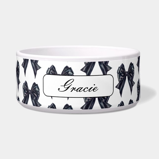 Elegant Black Bow Dog (Front)