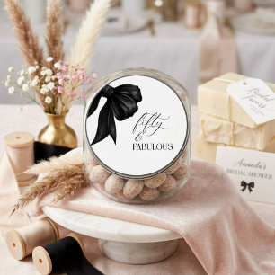 Elegant Black Bow Fifty and Fabulous Classic Round Sticker