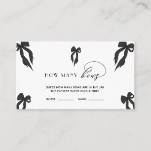 Elegant Black Bow Guess How Many Bows Game  Enclosure Card