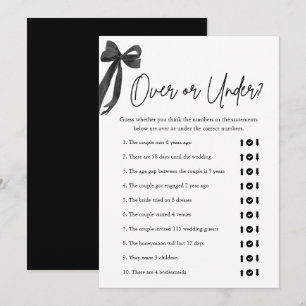 Elegant Black Bow Over or Under Bridal Shower Game Invitation