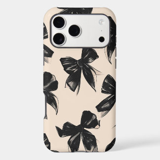 Elegant Black Bow Pattern iPhone Case 
