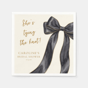 Elegant Black Bow She's Tying the Knot Shower  Napkin