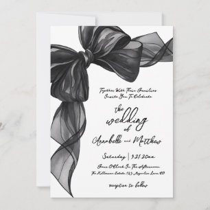 Elegant Black Bow Whimsical Wedding Invitation