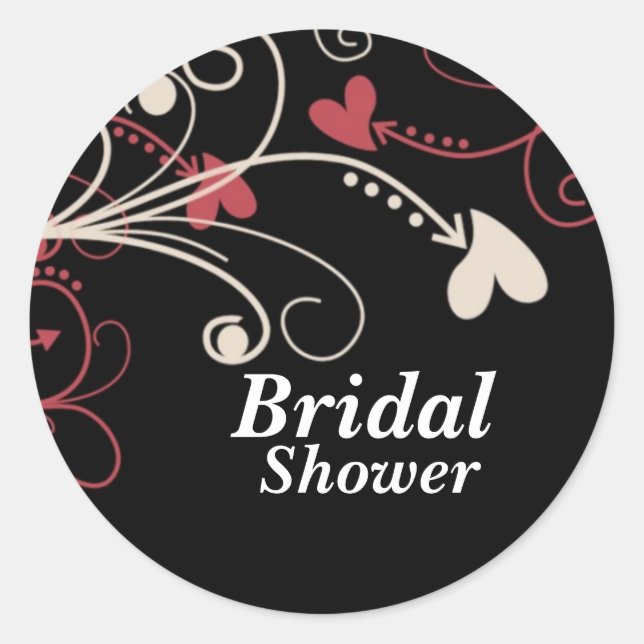Elegant Black Bridal Shower Stickers (Front)