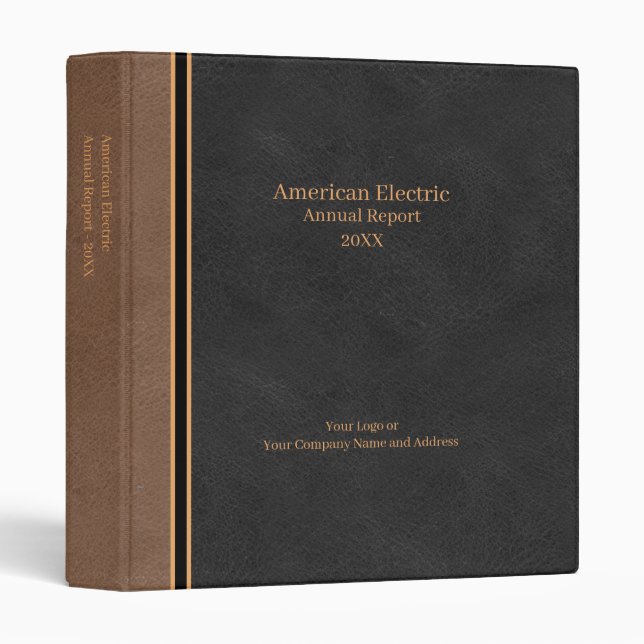 Elegant Black Brown Gold Faux Leather Binder (Front/Spine)