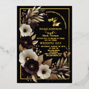  Elegant Black Burgundy and Gold Floral Boho 