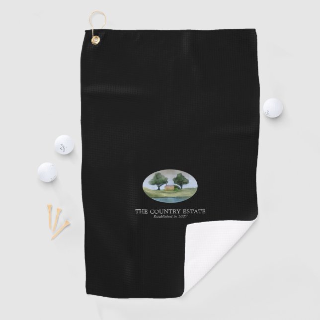 Elegant Black Business Personalized Golf Towel (InSitu)