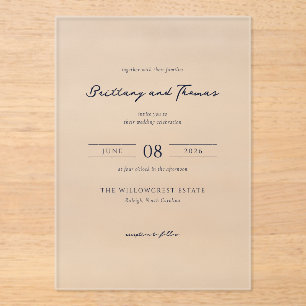 Elegant Black Calligraphy Acrylic Invitations
