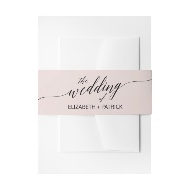 Elegant Black Calligraphy | Blush Pink Belly Band Invitation Belly Band (Front Example)