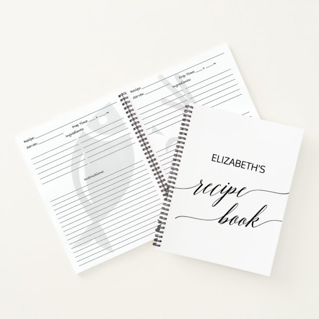Elegant Black Calligraphy Bridal Shower Recipe Notebook (Inside)