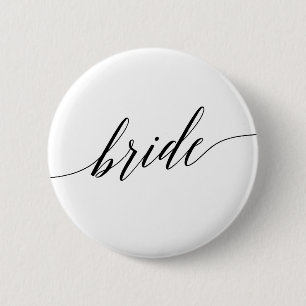 Elegant Black Calligraphy Bride Bridal Shower 2 Inch Round Button