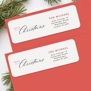 Elegant Black Calligraphy Christmas Return Address