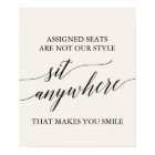 Elegant Black Calligraphy Cream Sit Anywhere Sign