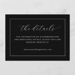 Elegant Black Calligraphy Details Enclosure Card