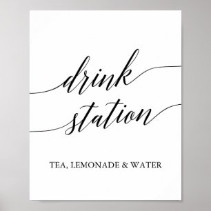 Elegant Black Calligraphy Drink Station Poster