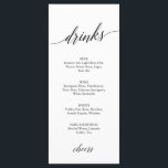 Elegant Black Calligraphy Drinks Menu Card<br><div class="desc">This elegant black calligraphy drinks menu card is perfect for a simple wedding. The neutral design features a minimalist card decorated with romantic and whimsical typography. Personalize the cards with the drinks available at your reception.</div>