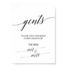 Elegant Black Calligraphy Gents Bathroom Sign