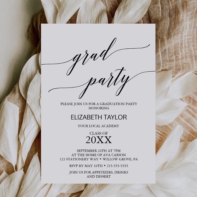 Elegant Black Calligraphy Graduation Party Invitation (Creator Uploaded)