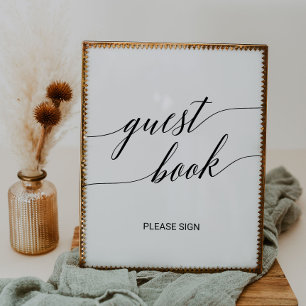 Elegant Black Calligraphy Guest Book Sign