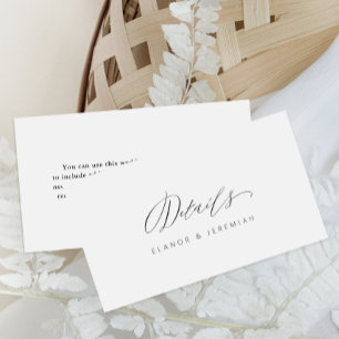 Elegant Black Calligraphy Guest Details Enclosure Card