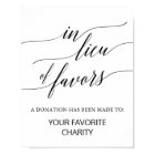 Elegant Black Calligraphy In Lieu Of Favours Sign