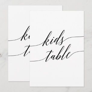Elegant Black Calligraphy Kids Table Sign 5x7" Invitation