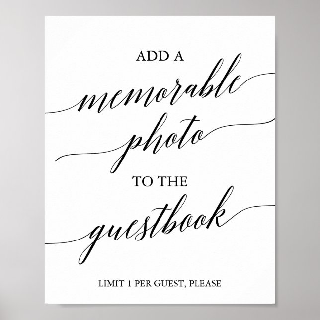 Elegant Black Calligraphy Memorable Photo Sign (Front)