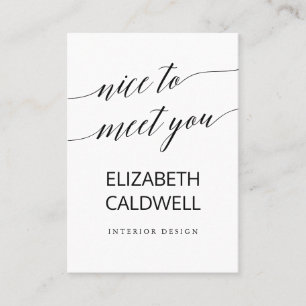 Elegant Black Calligraphy Nice To Meet You Business Card