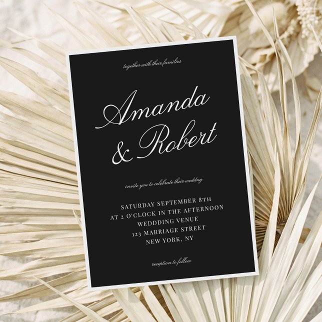 Elegant Black Calligraphy Old Money Wedding Invitation (Creator Uploaded)