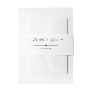 Elegant Black Calligraphy Personalized Wedding Invitation Belly Band