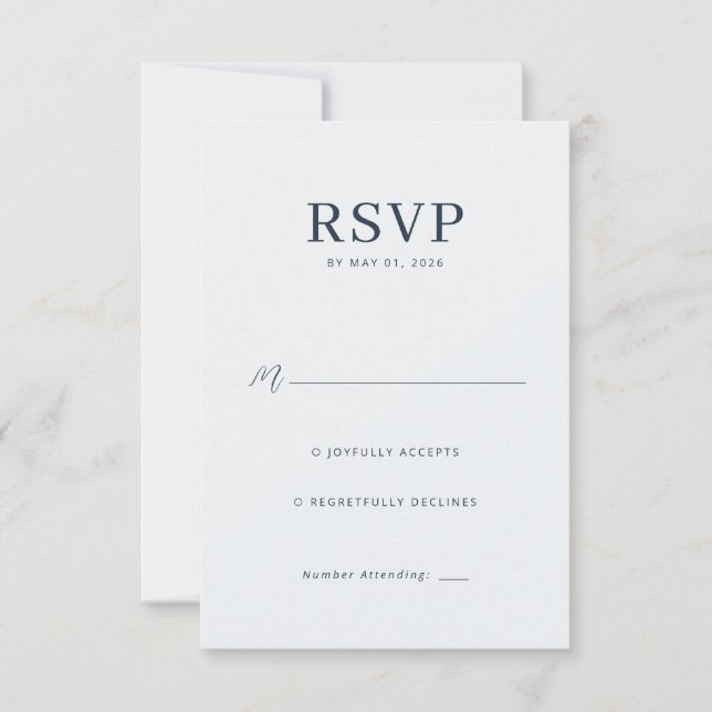 Elegant Black Calligraphy RSVP Card (Front)