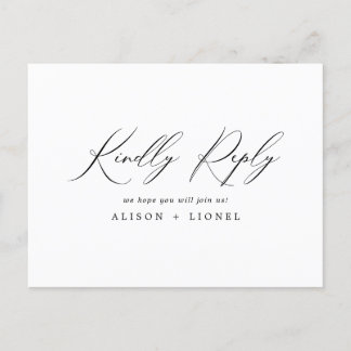 Elegant Black Calligraphy RSVP Postcard