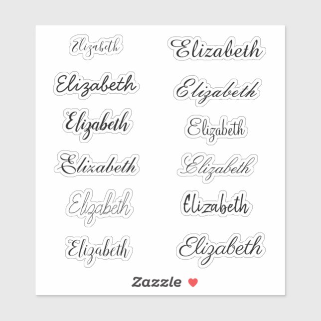 Elegant Black Calligraphy Script Name Personalized (Sheet)