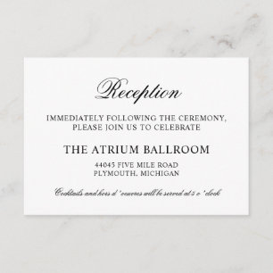 Elegant Black Calligraphy Script Reception Enclosure Card