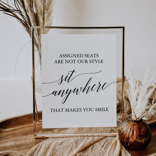 Elegant Black Calligraphy Sit Anywhere Sign (Creator Uploaded)