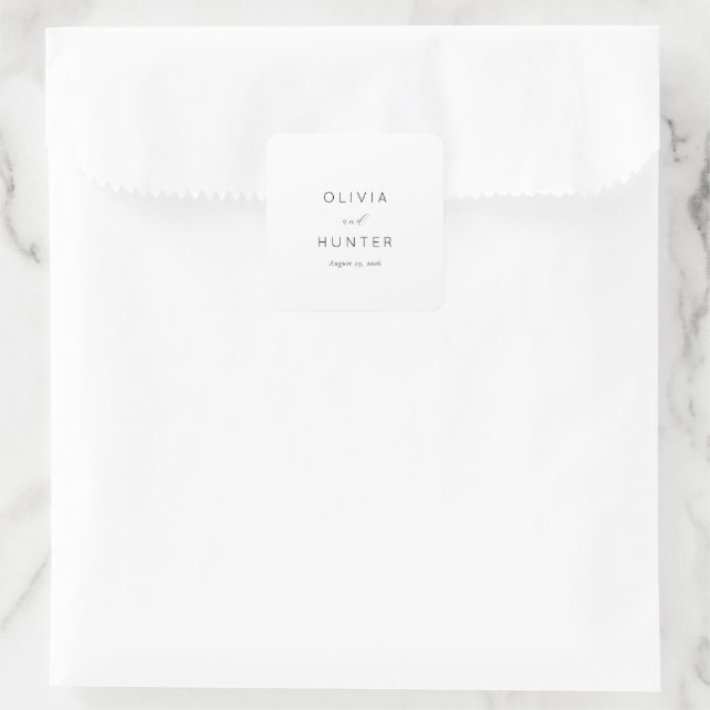 Elegant Black Calligraphy Square Sticker (Bag)