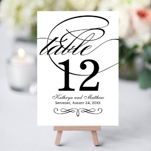 Elegant Black Calligraphy Table Number Card