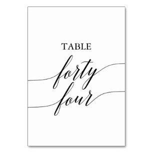 Elegant Black Calligraphy Table Number Forty Four