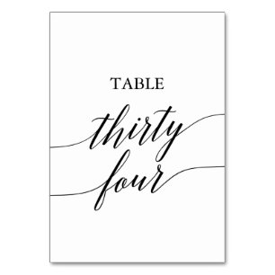 Elegant Black Calligraphy Table Number Thirty Four