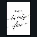 Elegant Black Calligraphy Table Number Twenty Five<br><div class="desc">This elegant black calligraphy table twenty five table number is perfect for a simple wedding. The neutral design features a minimalist card decorated with romantic and whimsical typography. The card prints on the front and back (double-sided). Other table numbers in the collection are sold separately.</div>