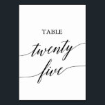 Elegant Black Calligraphy Table Number Twenty Five<br><div class="desc">This elegant black calligraphy table twenty five table number is perfect for a simple wedding. The neutral design features a minimalist card decorated with romantic and whimsical typography. The card prints on the front and back (double-sided). Other table numbers in the collection are sold separately.</div>