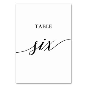 Elegant Black Calligraphy Table Six Table Number