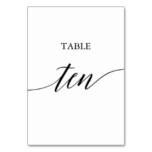 Elegant Black Calligraphy Table Ten Table Number
