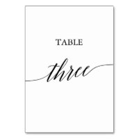 Elegant Black Calligraphy Table Three Table Number