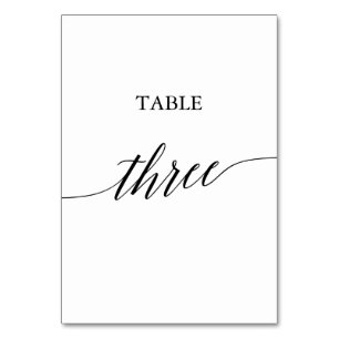 Elegant Black Calligraphy Table Three Table Number