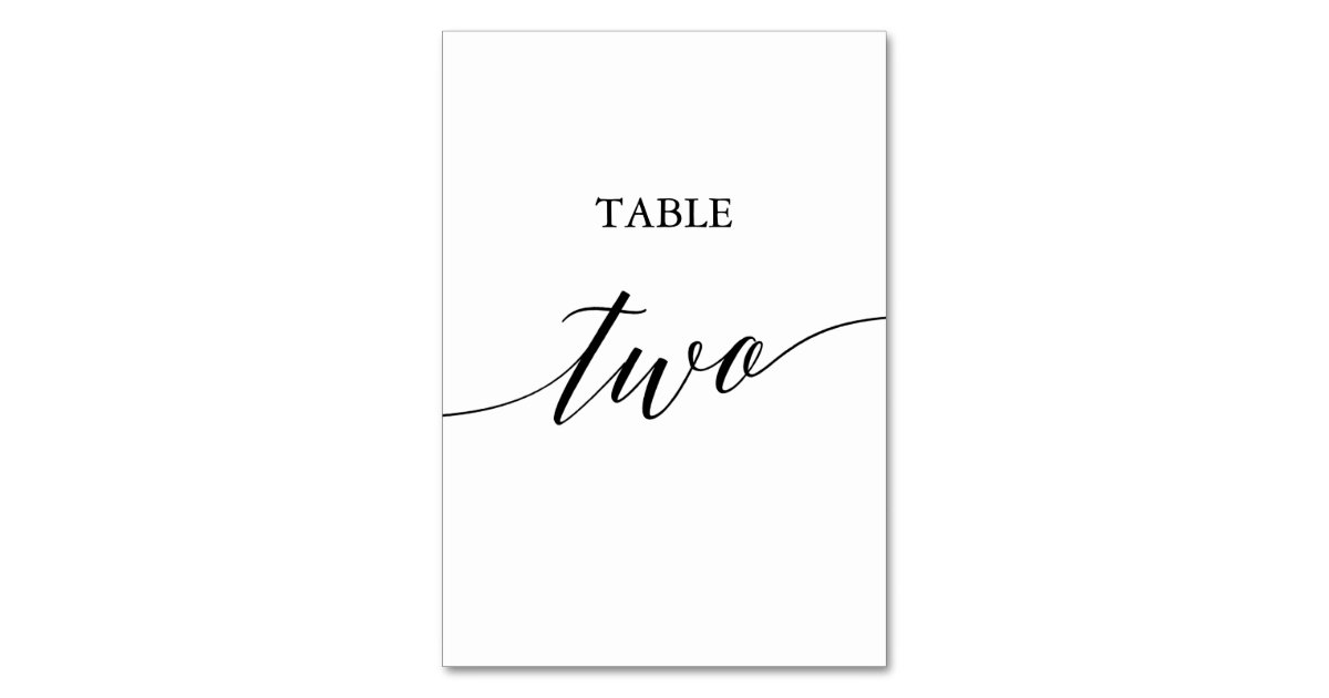 Elegant Black Calligraphy Table Two Table Number | Zazzle.ca
