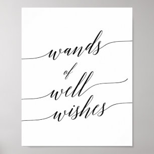 Elegant Black Calligraphy Wands Well Wishes Sign